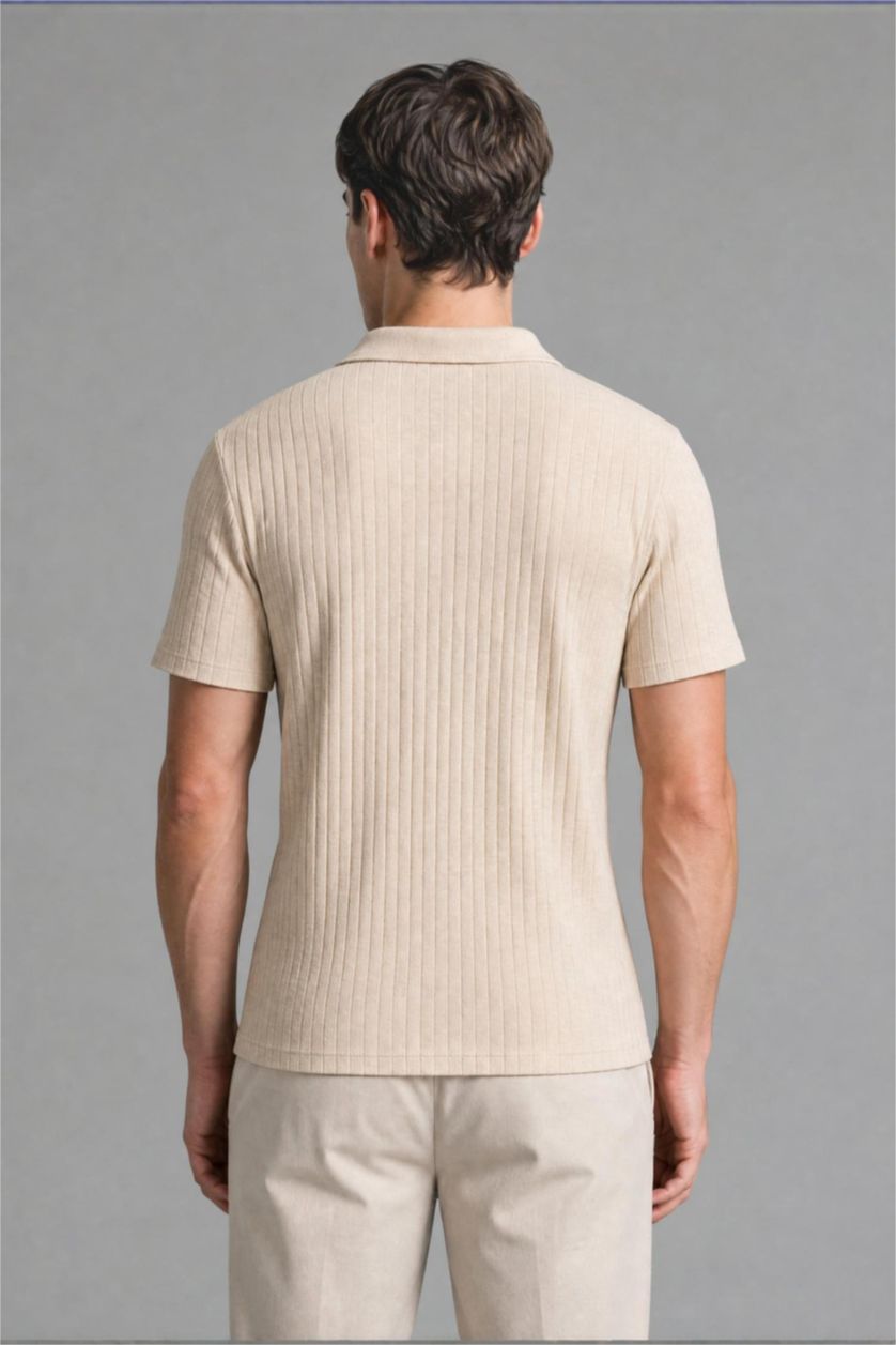 رجال اللون الحجري Regular Fit Short Sleeve Polo T-Shirt