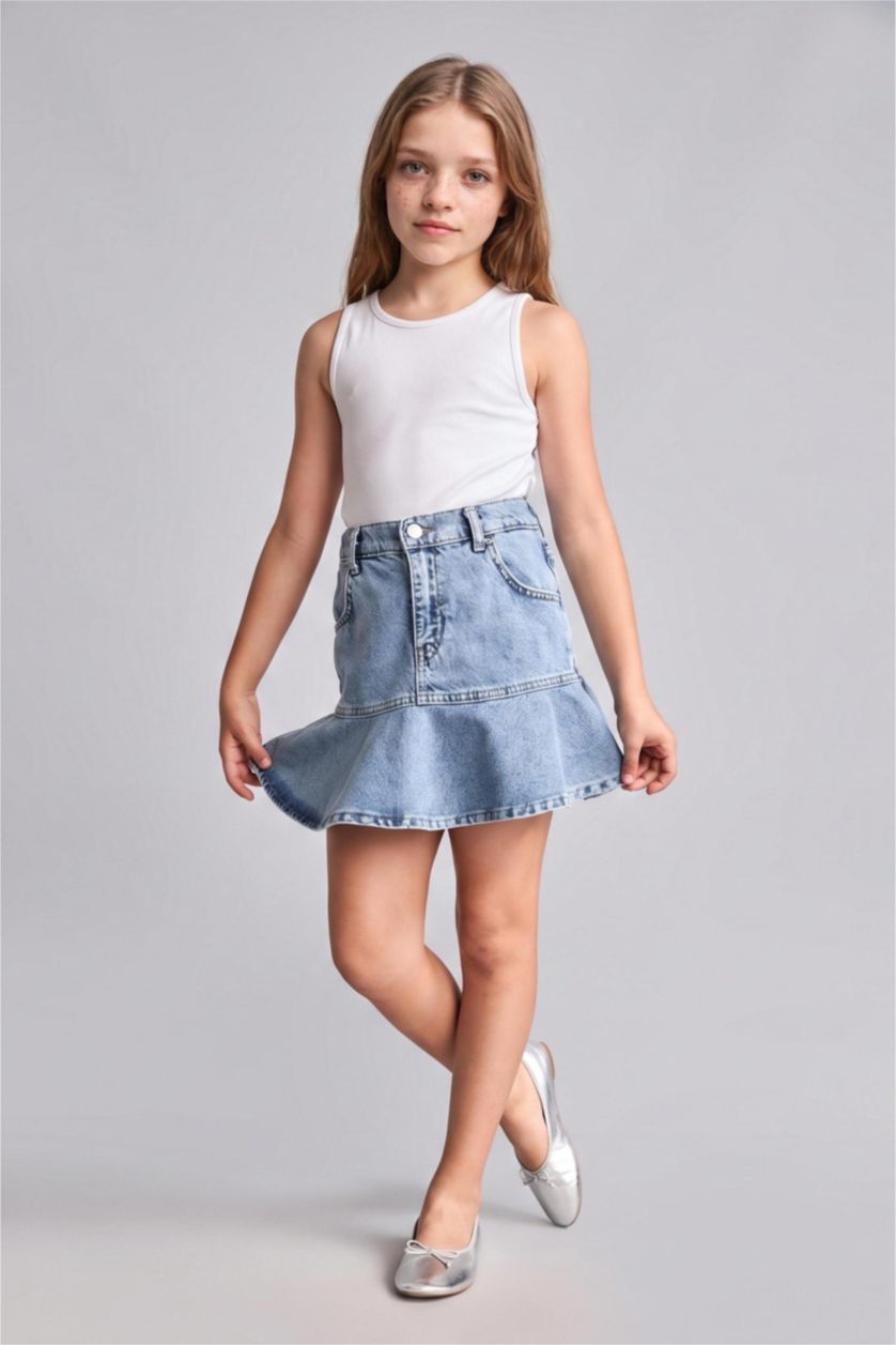 GIRLS & TEENS Blue جيبة جينز بناتي قطن 100%