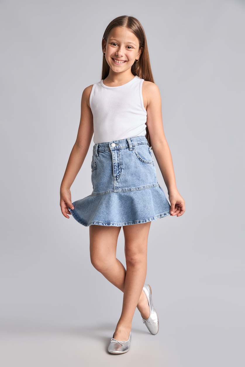 GIRLS & TEENS Blue Girl 100% Cotton Blue Denim Skirt