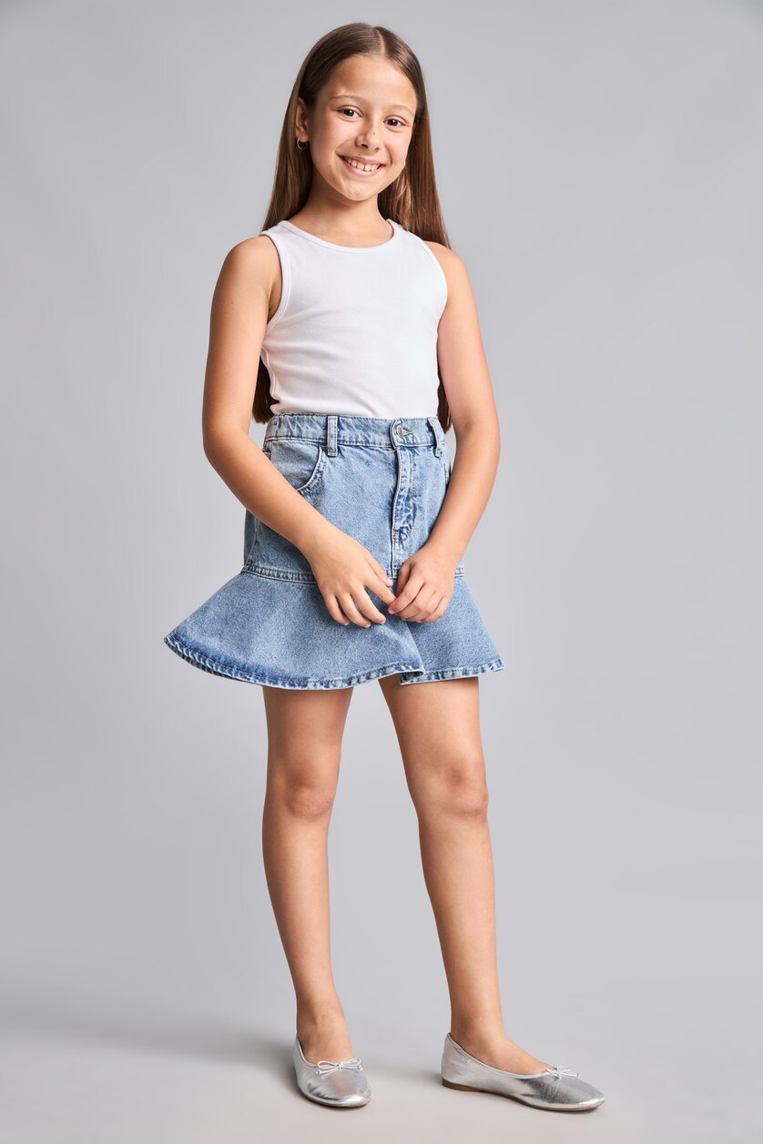 GIRLS & TEENS Blue Girl 100% Cotton Blue Denim Skirt