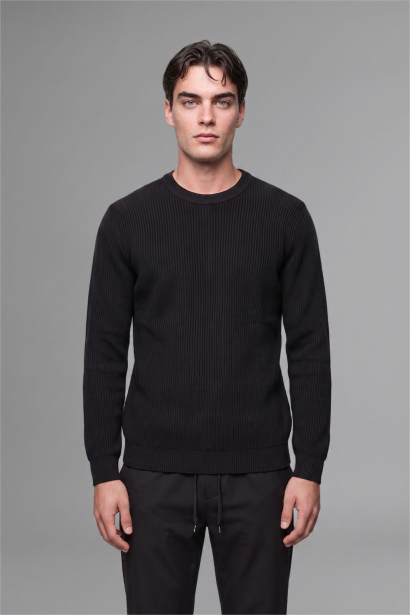 رجال أسود Standard Fit Knitwear Pullover
