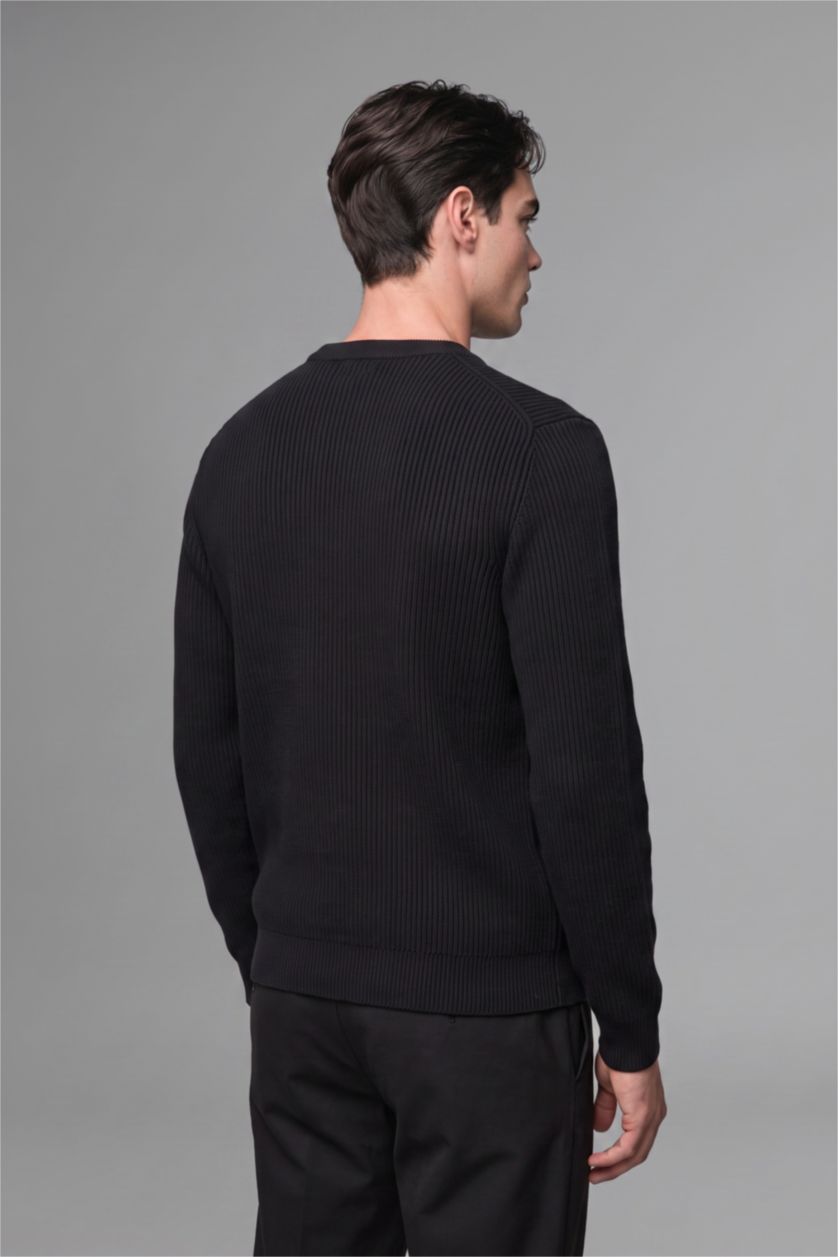 رجال أسود Standard Fit Knitwear Pullover
