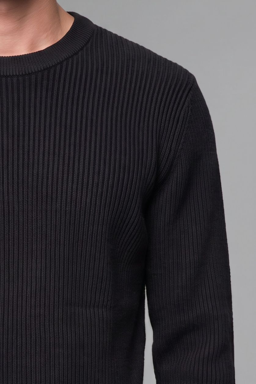 رجال أسود Standard Fit Knitwear Pullover