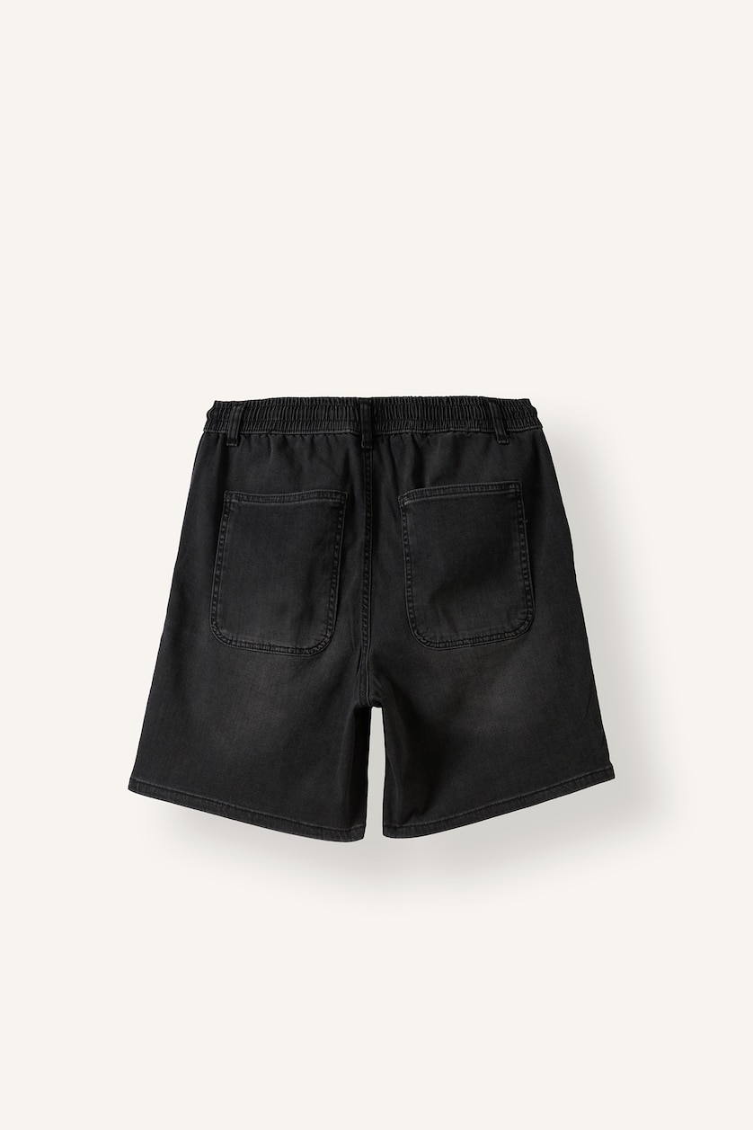 Erkek Siyah Ultra Yumuşak Jean Bermuda Şort