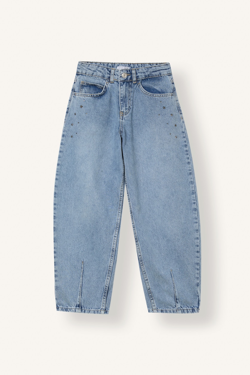 Girls & Teens Blue Girl 100% Cotton Baggy Fit Darts Detail Jeans
