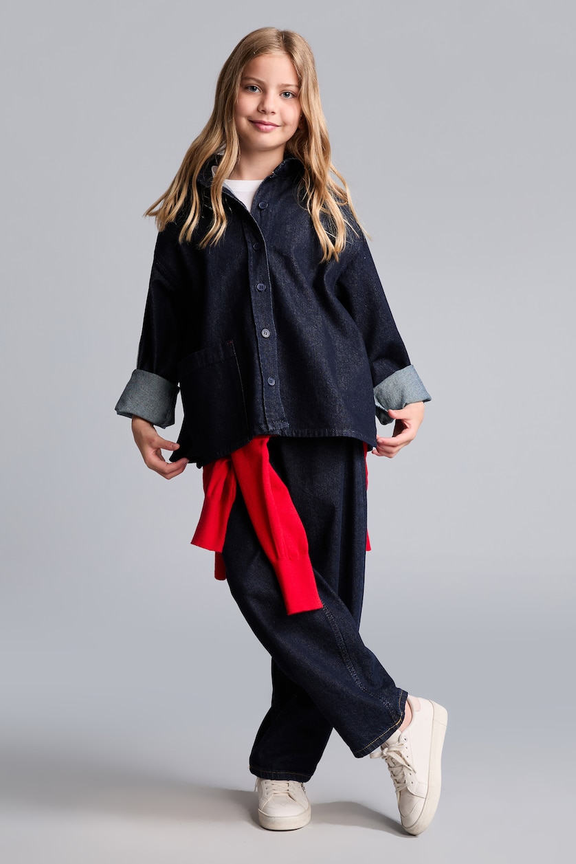 FILLES Bleu Foncé Veste en jean bleu marine 100% coton pour fille