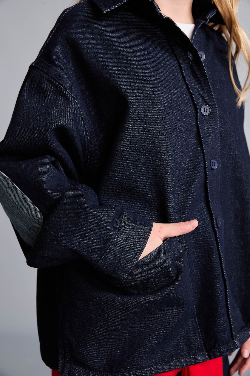 FILLES Bleu Foncé Veste en jean bleu marine 100% coton pour fille