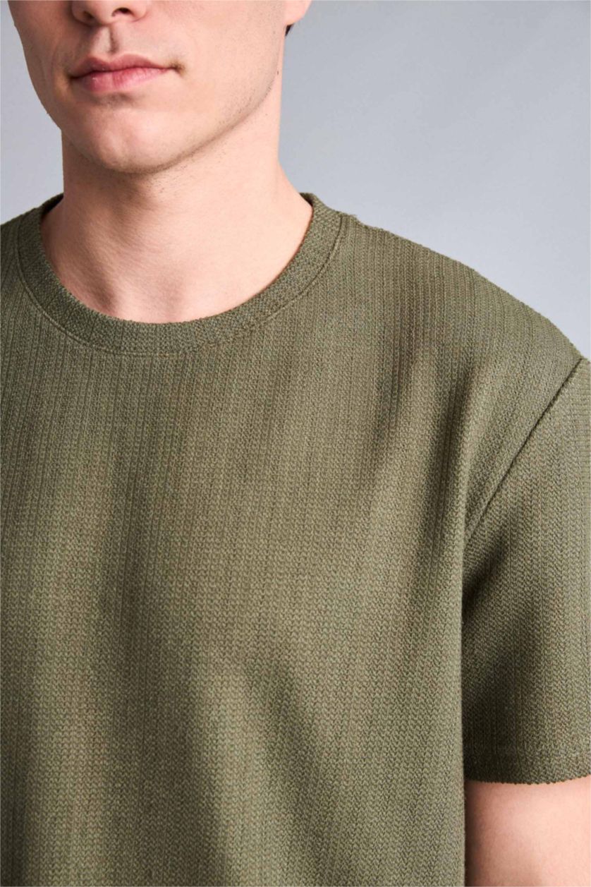 Men Khaki Regular Fit Short Sleeve T-Shirt