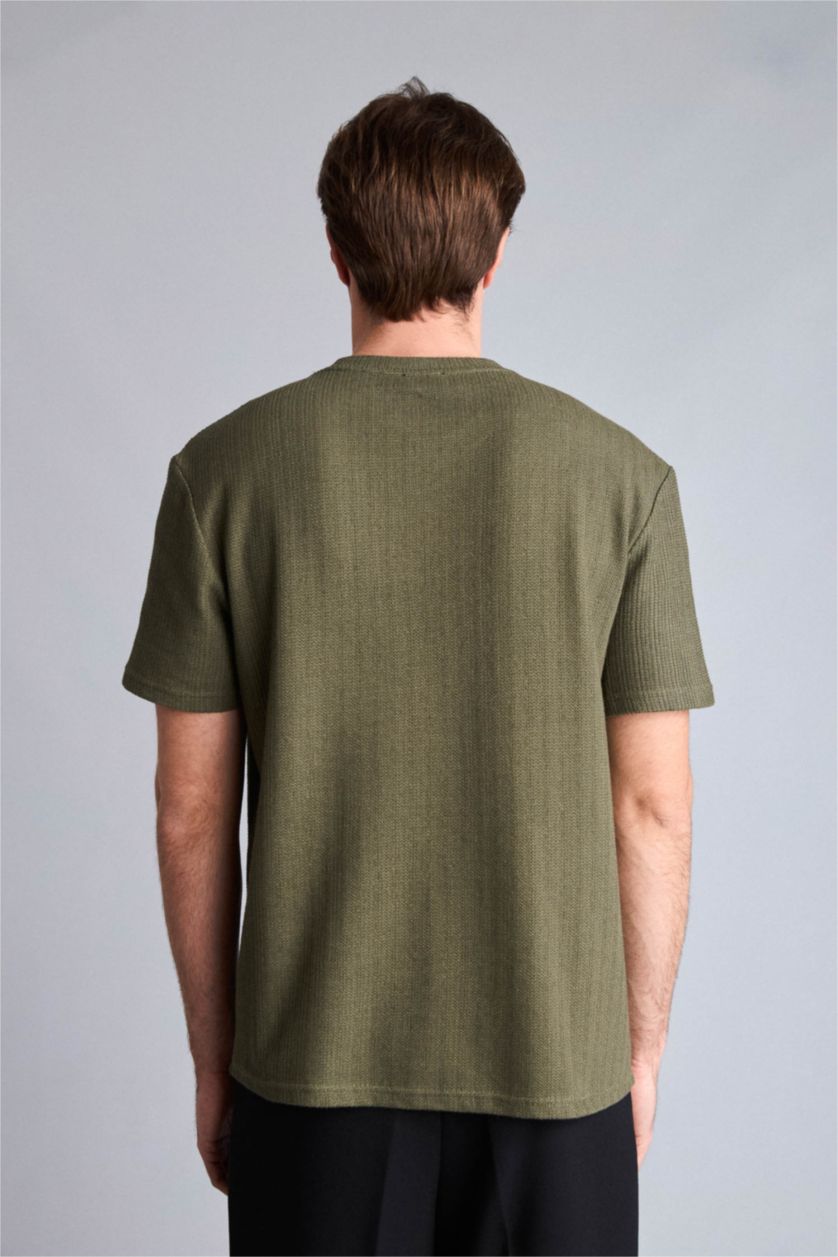 Men Khaki Regular Fit Short Sleeve T-Shirt