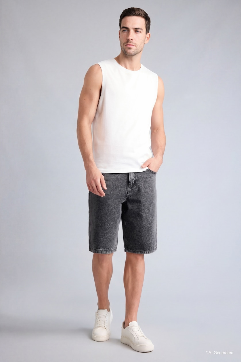 MAN Ecru Regular Fit Crew Neck Tank Top