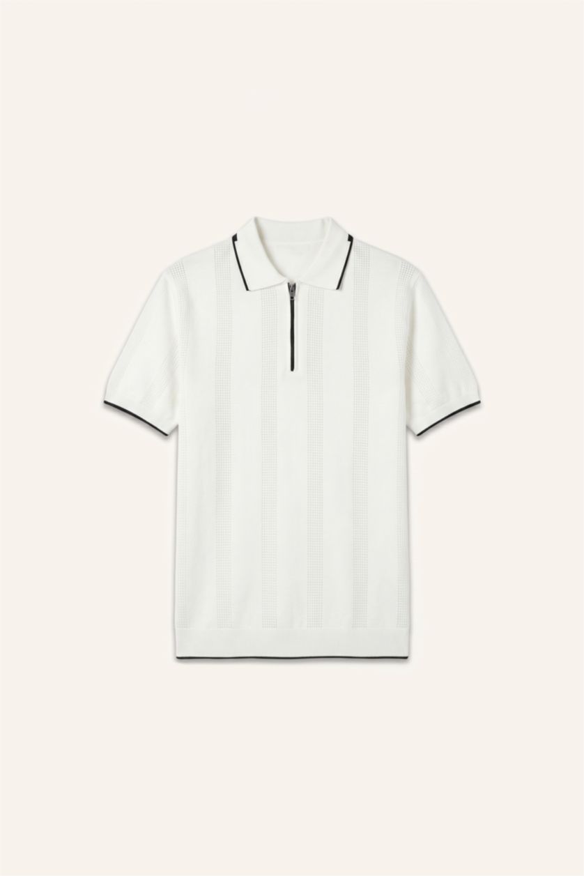 MAN Ecru Standard Fit Short Sleeve Polo T-Shirt