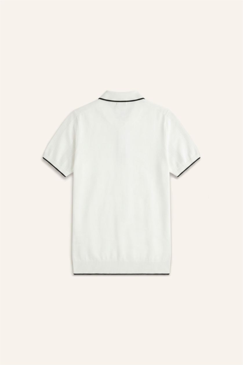 MAN Ecru Standard Fit Short Sleeve Polo T-Shirt