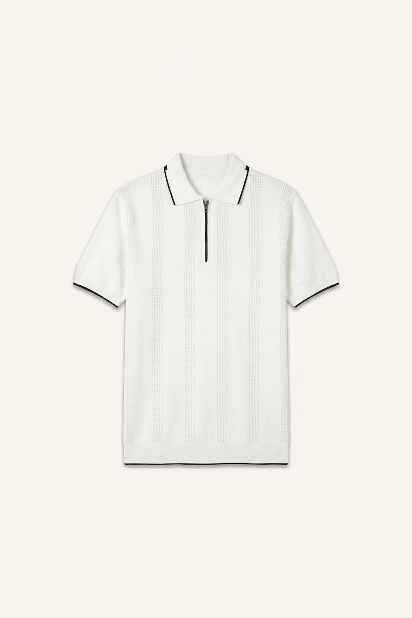 Men Ecru Standard Fit Short Sleeve Polo T-Shirt