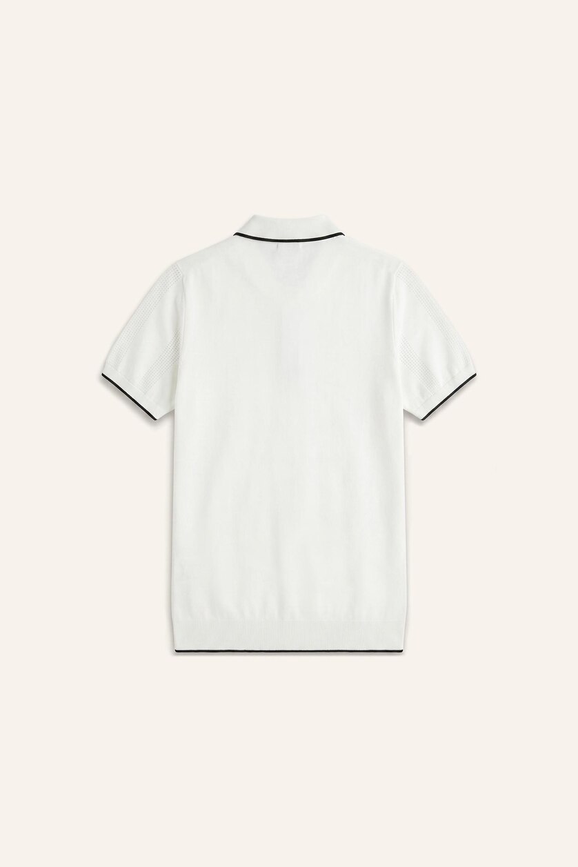 Man Ecru Standard Fit Knitwear Short Sleeve Polo T-Shirt