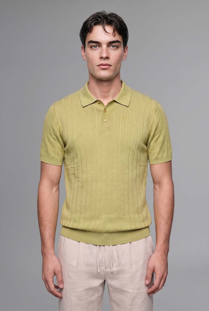 MAN Light Green Standard Fit Knitwear Short Sleeve Polo T-Shirt
