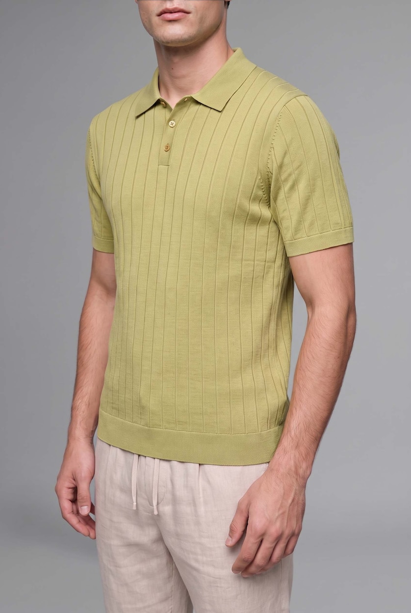 MAN Light Green Standard Fit Knitwear Short Sleeve Polo T-Shirt