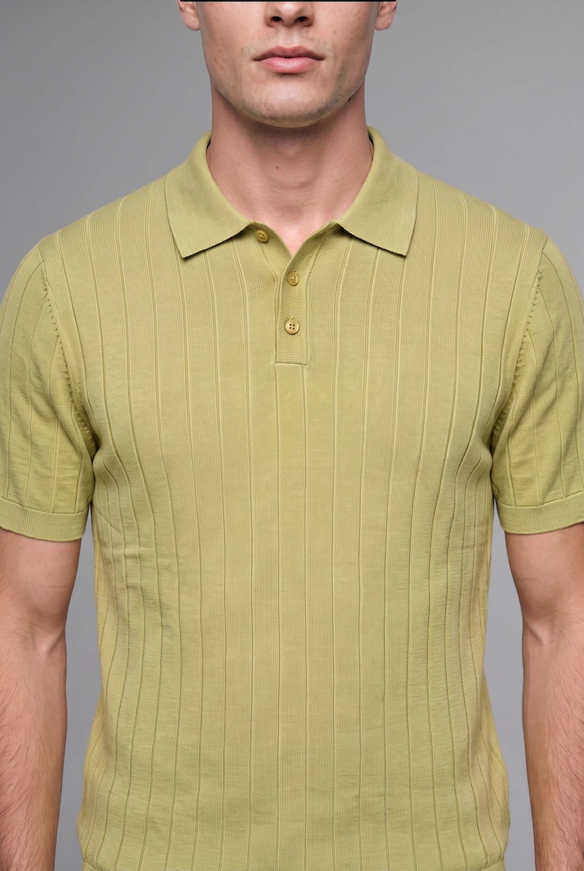 MAN Light Green Standard Fit Knitwear Short Sleeve Polo T-Shirt