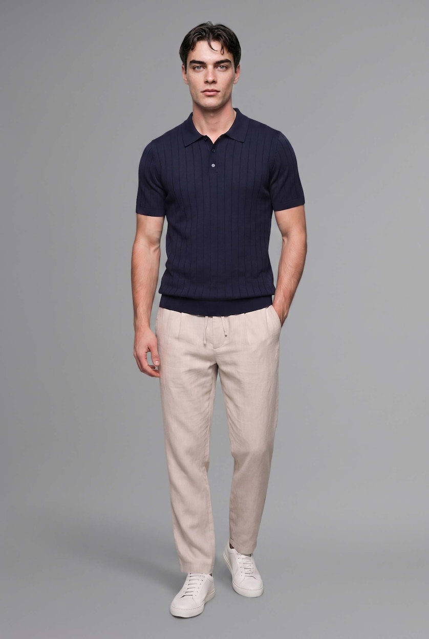 MAN NAVY Standard Fit Knitwear Short Sleeve Polo T-Shirt