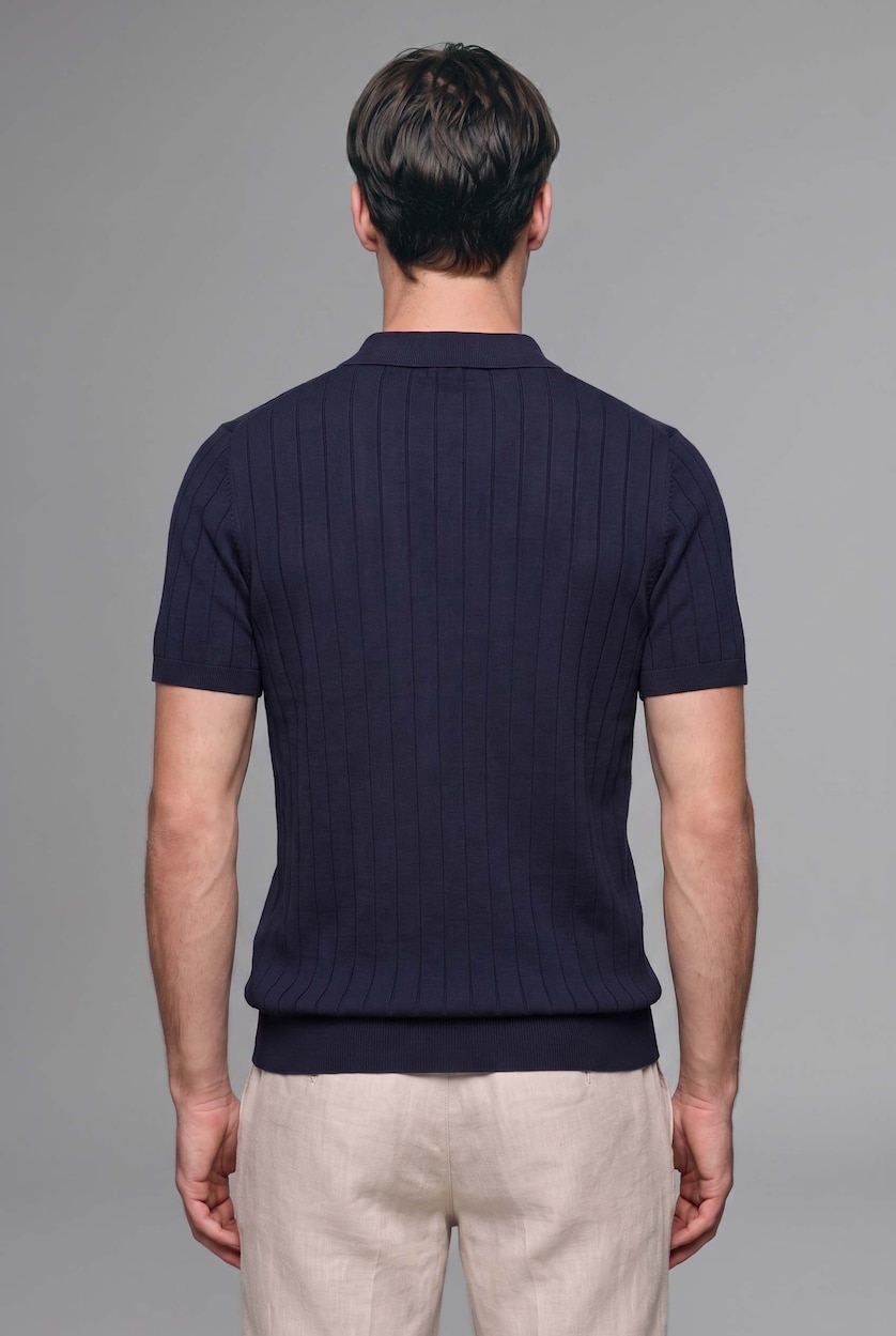 MAN NAVY Standard Fit Knitwear Short Sleeve Polo T-Shirt