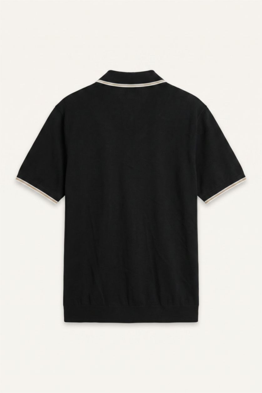 Men Black Standard Fit Short Sleeve Polo T-Shirt
