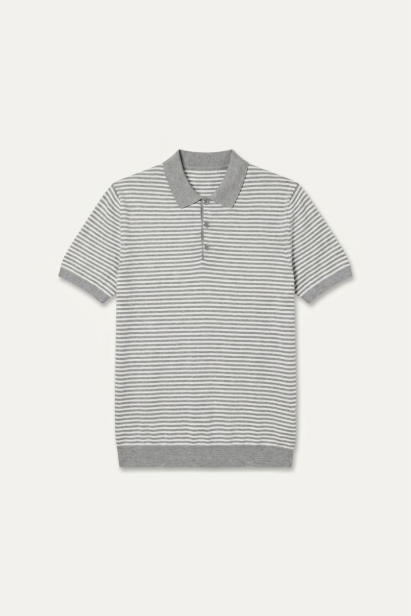 Erkek Açık Gri Standart Fit Polo Tişört