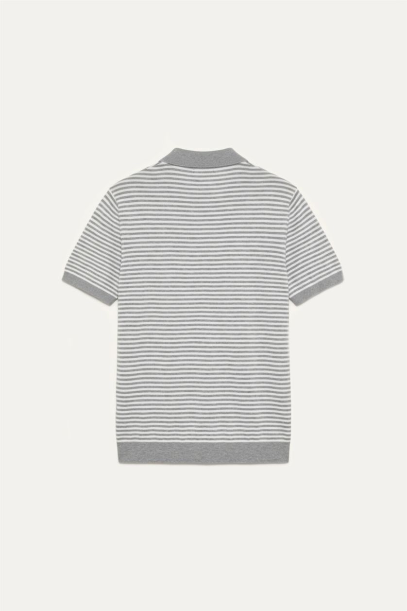 Erkek Açık Gri Standart Fit Polo Tişört