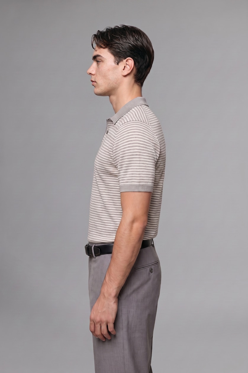 MAN Light Grey Standard Fit Knitwear Short Sleeve Polo T-Shirt