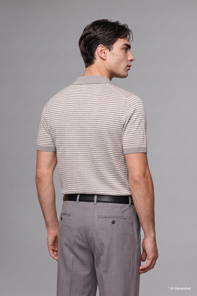 MAN Light Grey Standard Fit Knitwear Short Sleeve Polo T-Shirt