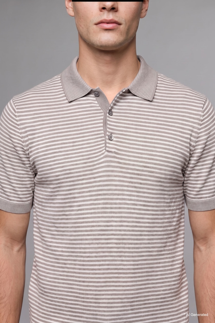 MAN Light Grey Standard Fit Knitwear Short Sleeve Polo T-Shirt