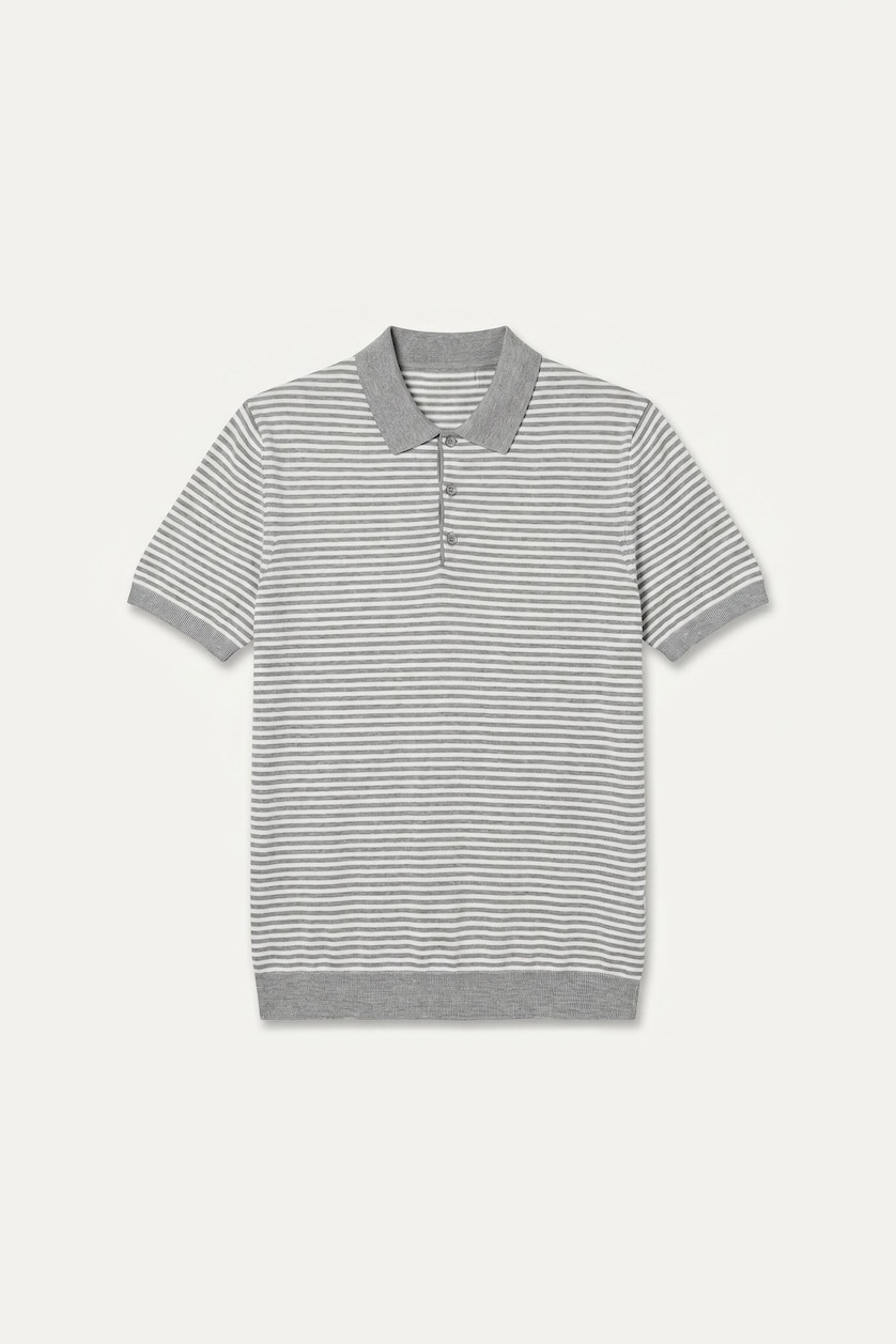 MAN Light Grey Standard Fit Knitwear Short Sleeve Polo T-Shirt