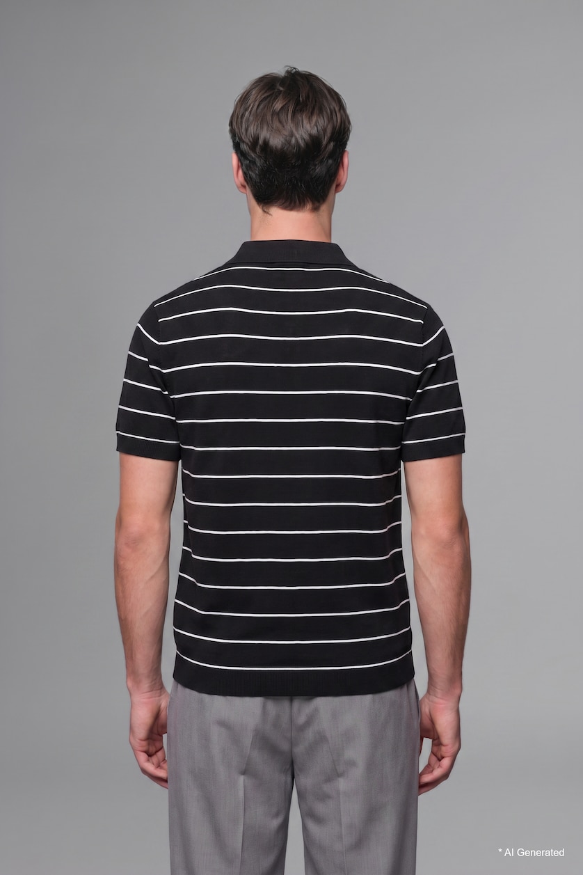 MAN Black Standard Fit Knitwear Short Sleeve Polo T-Shirt