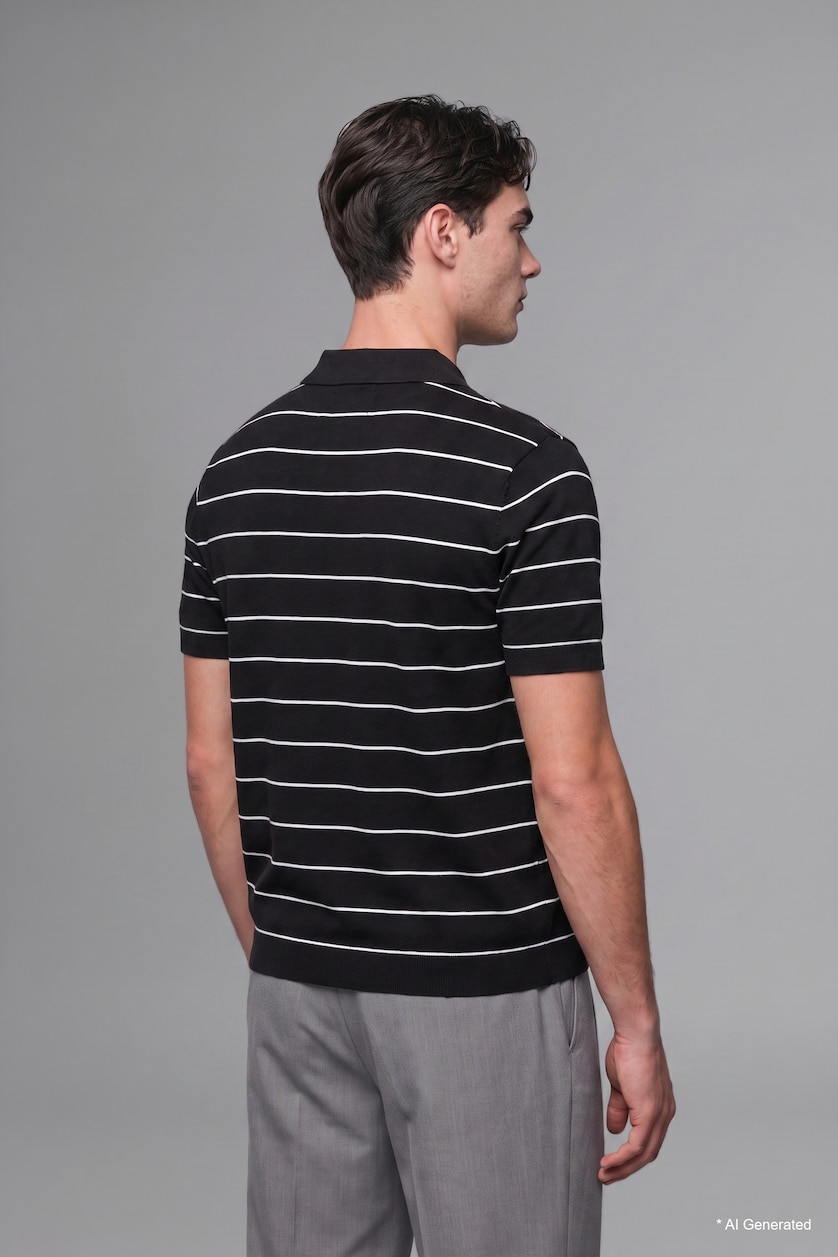 MAN Black Standard Fit Knitwear Short Sleeve Polo T-Shirt