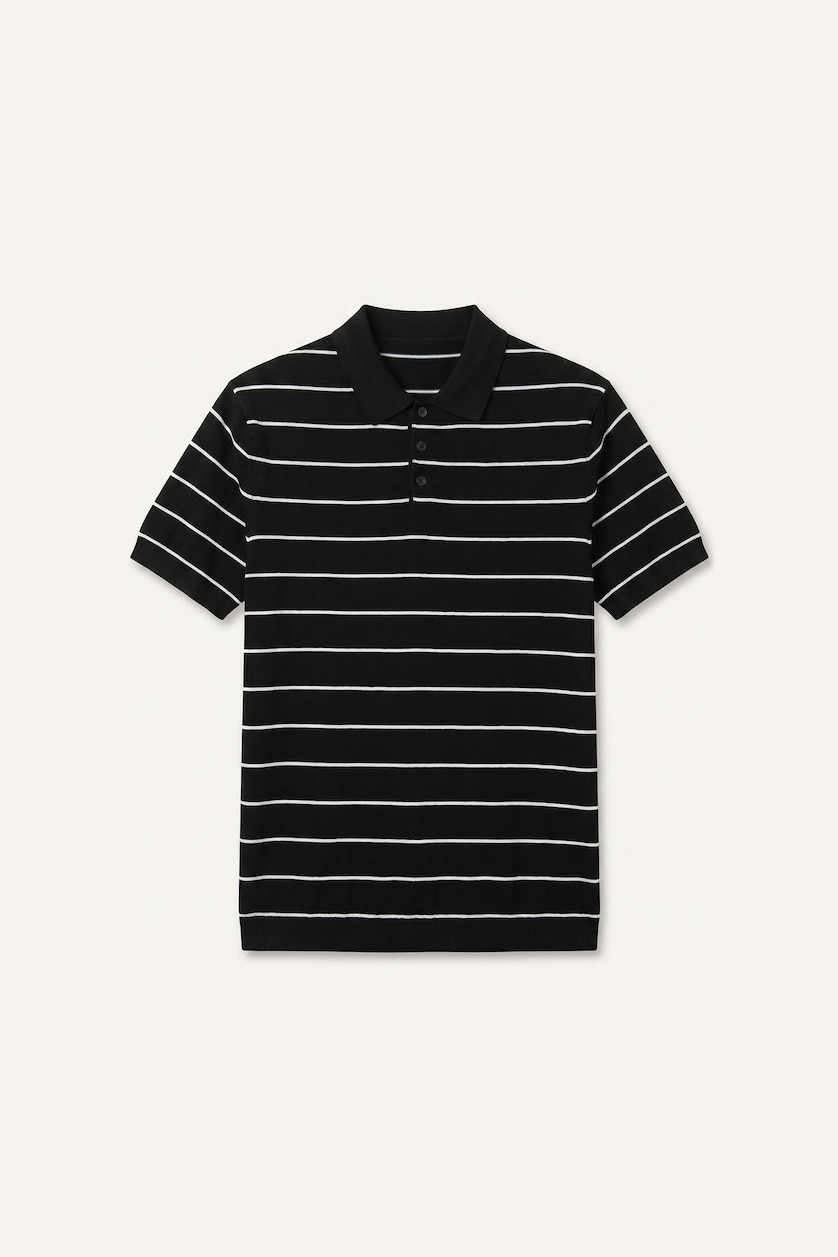 MAN Black Standard Fit Knitwear Short Sleeve Polo T-Shirt