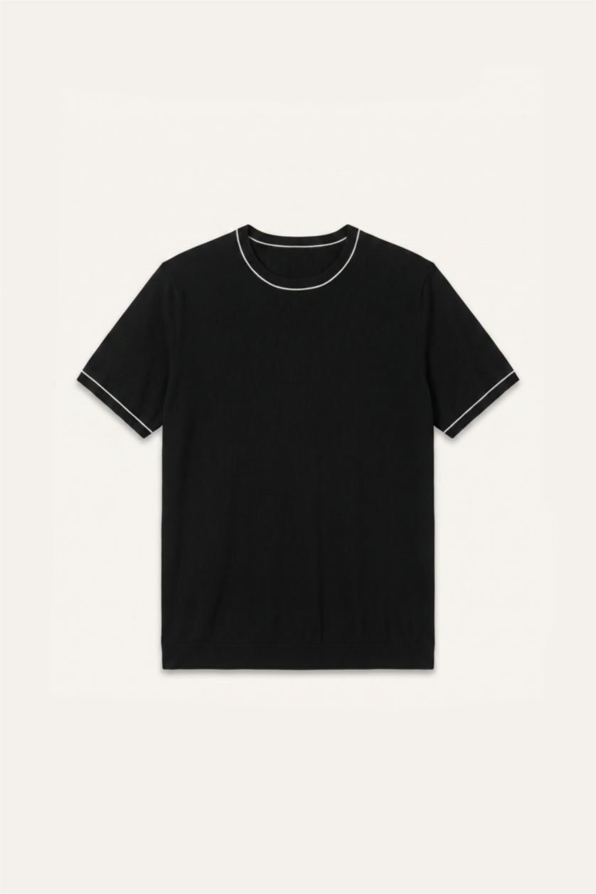 Men Black Standard Fit Short Sleeve T-Shirt