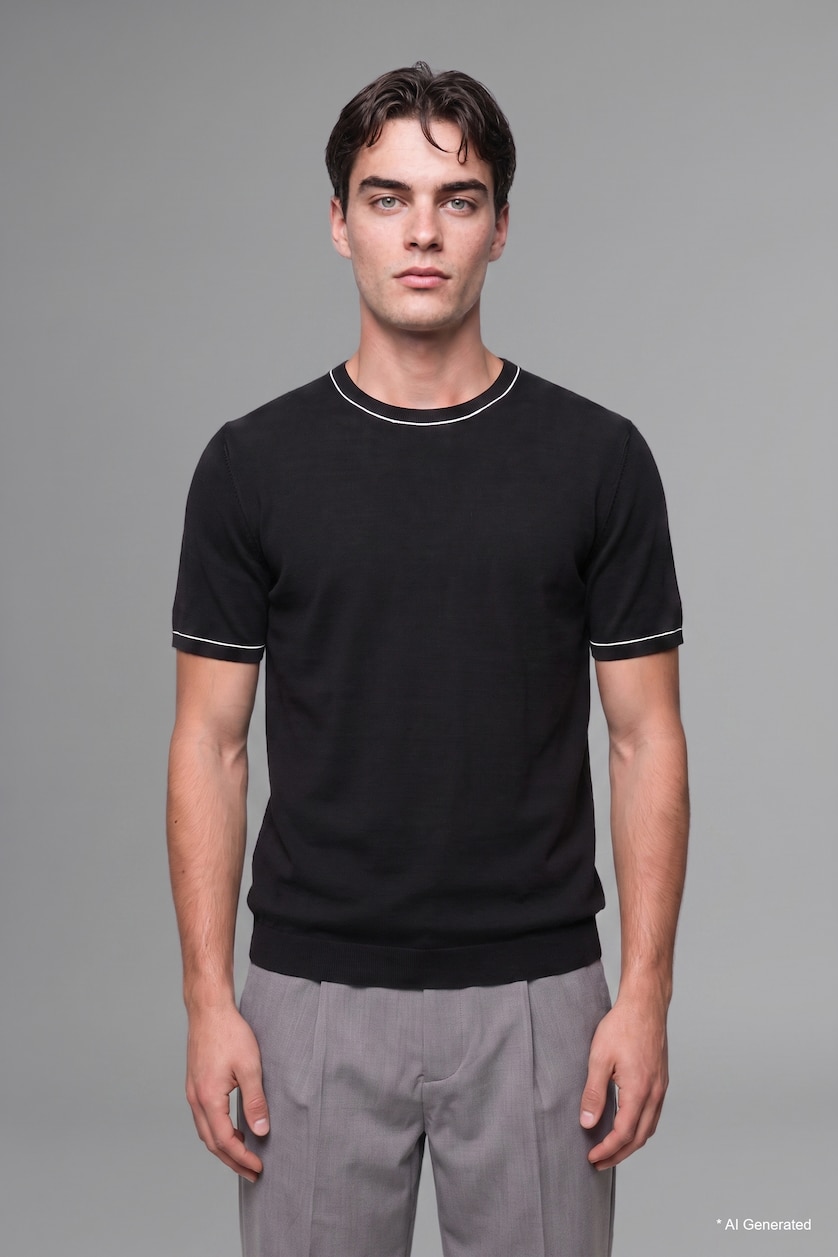 MAN Black Standard Fit Knitwear Short Sleeve T-Shirt