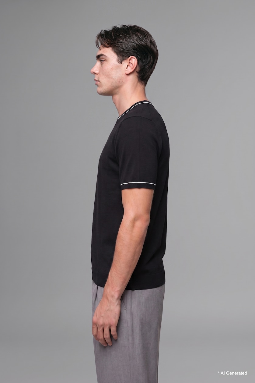 MAN Black Standard Fit Knitwear Short Sleeve T-Shirt