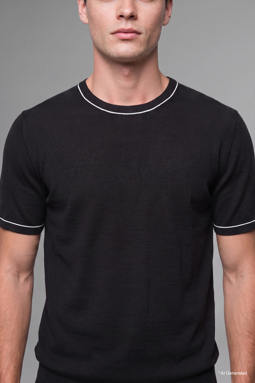 MAN Black Standard Fit Knitwear Short Sleeve T-Shirt