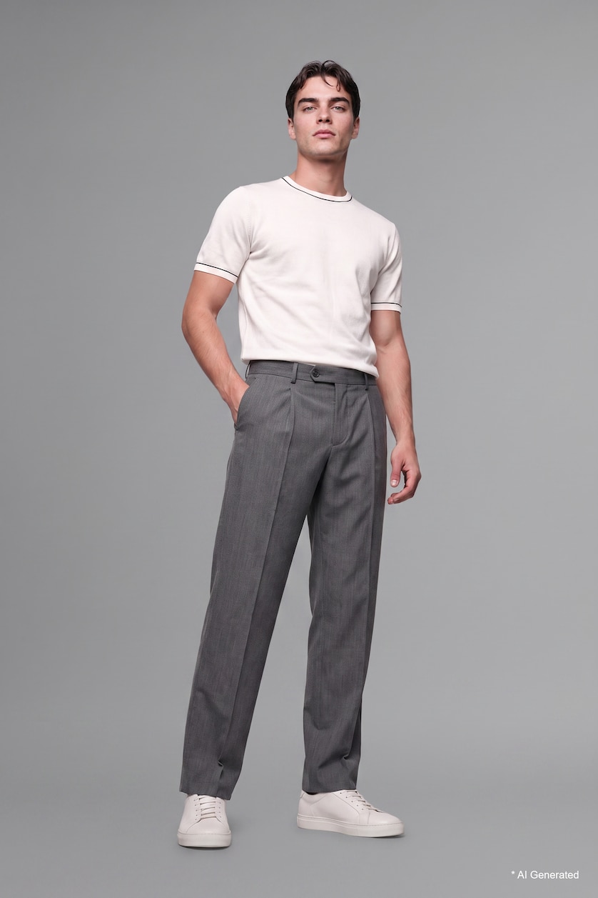 MAN Ecru Standard Fit Knitwear Short Sleeve T-Shirt