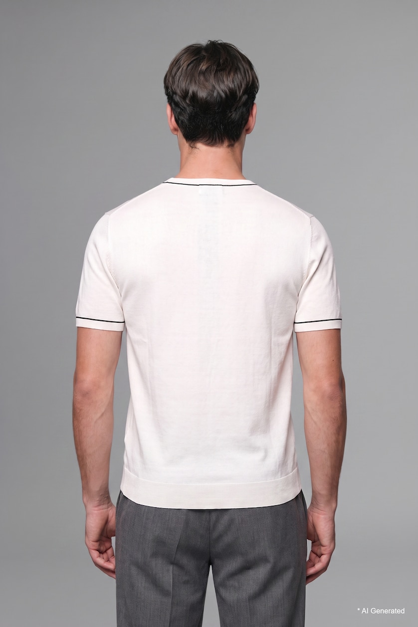 MAN Ecru Standard Fit Knitwear Short Sleeve T-Shirt