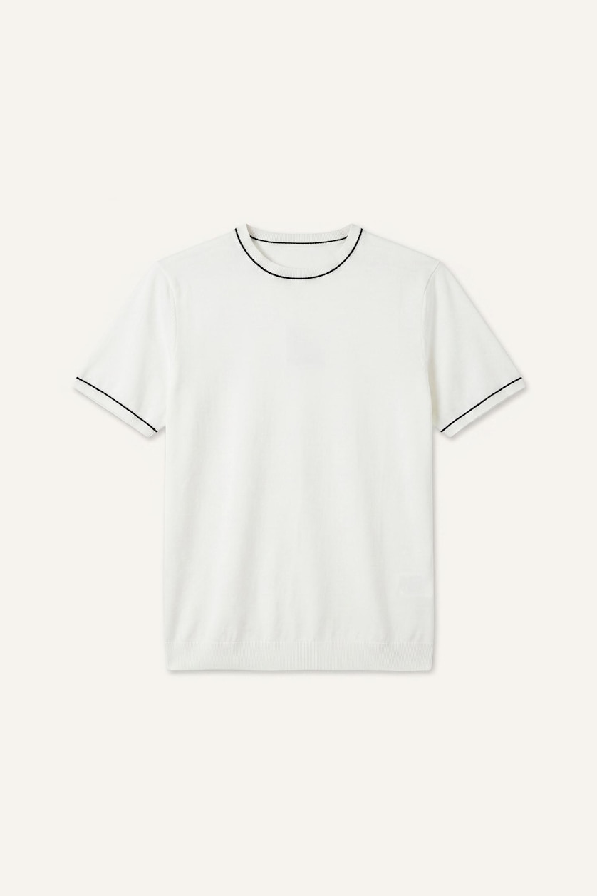 MAN Ecru Standard Fit Knitwear Short Sleeve T-Shirt