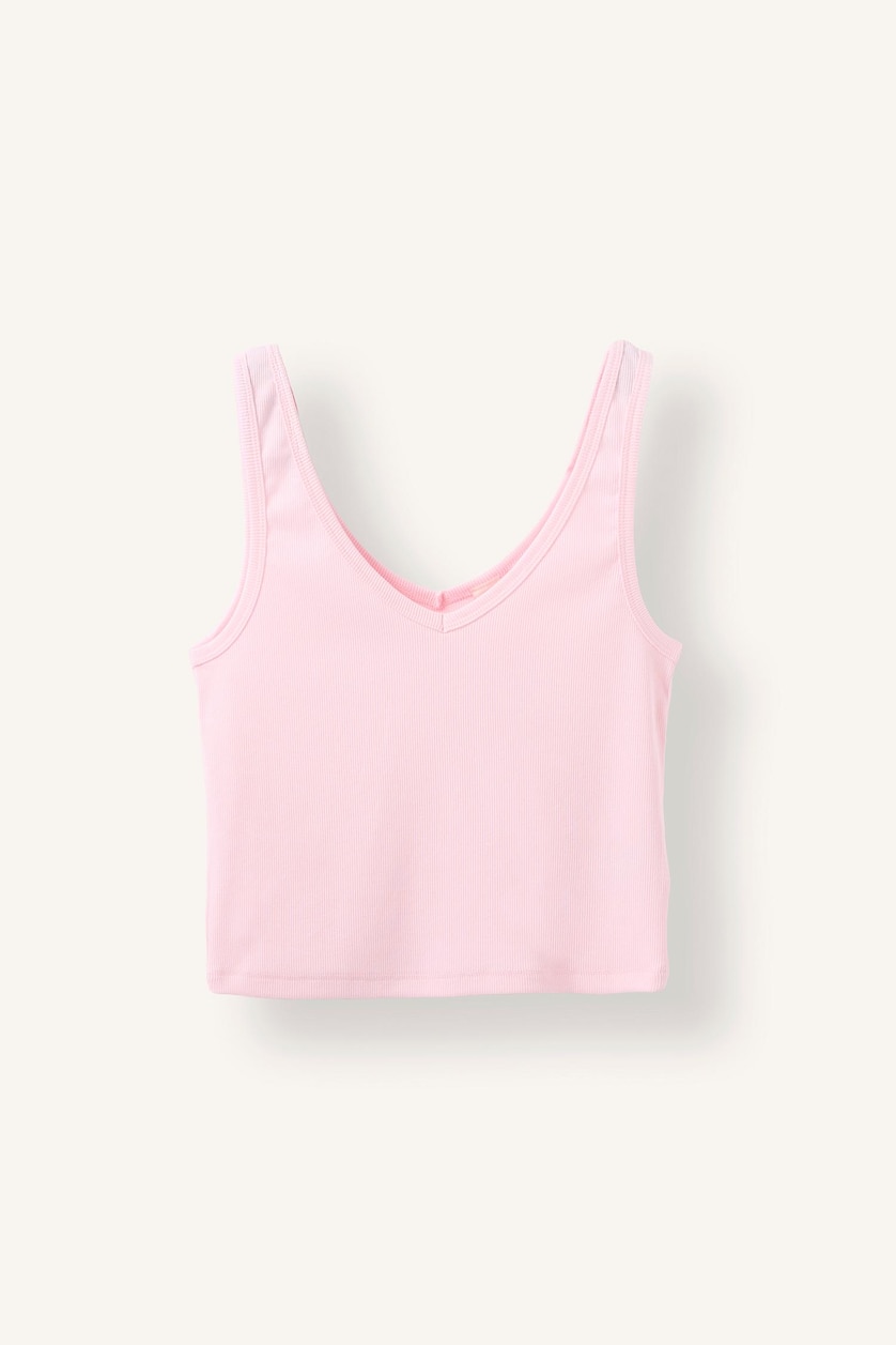 WOMAN Light Pink Ribbed Tank Top
