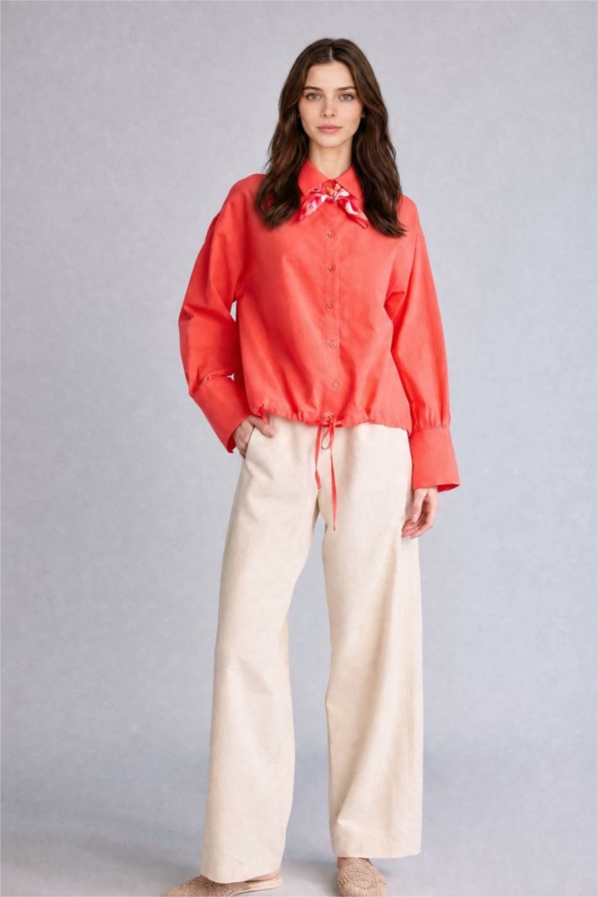 FEMME Rouge Tunique rouge à manches longues en voile Coupe régulière