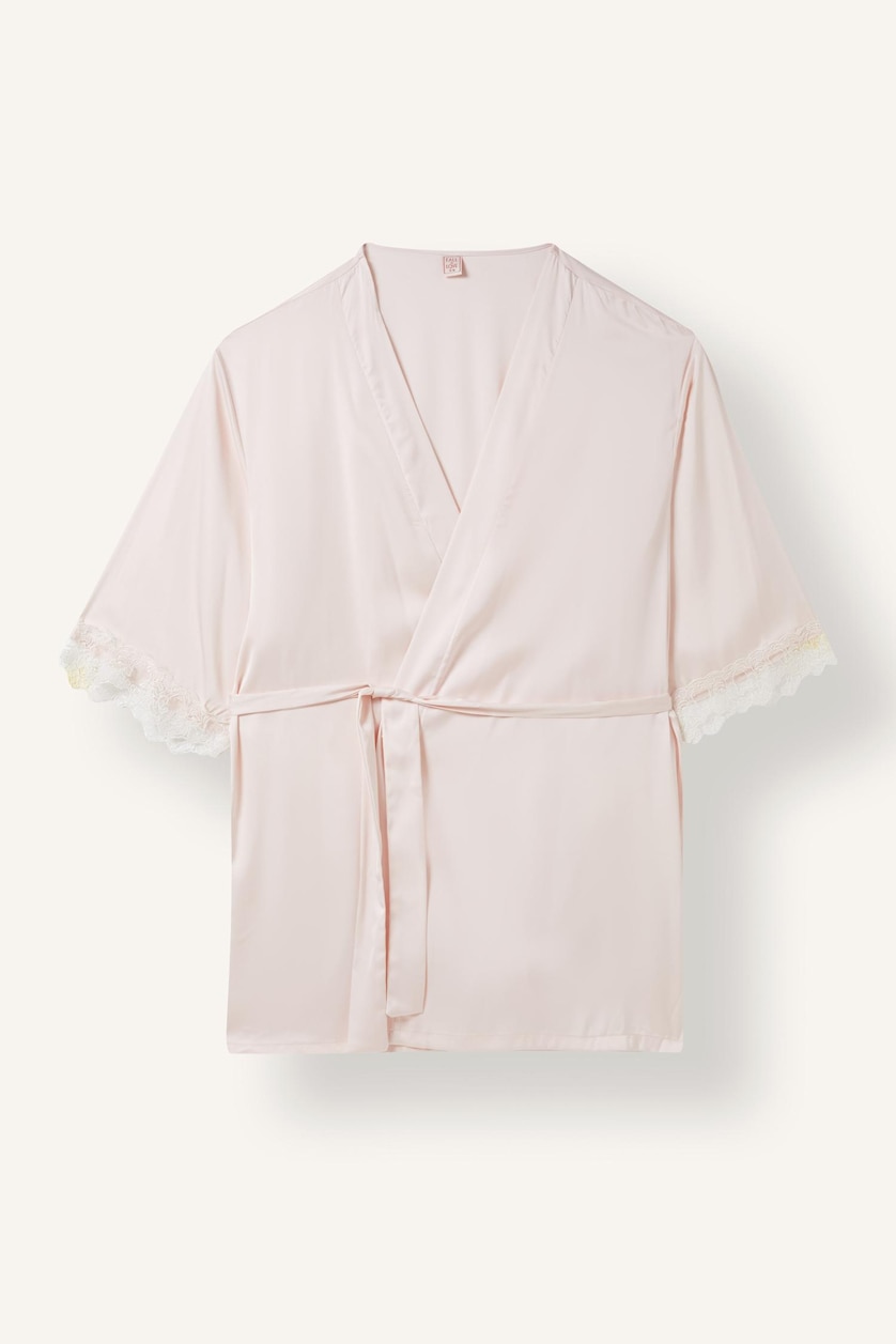WOMAN Light Pink Regular Fit Lace Detail Satin Robe