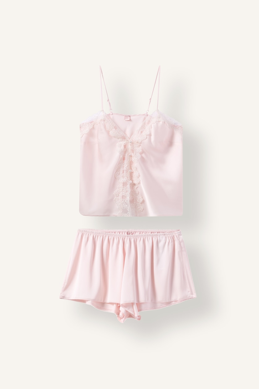 Women Light Pink Satin 2 piece Set