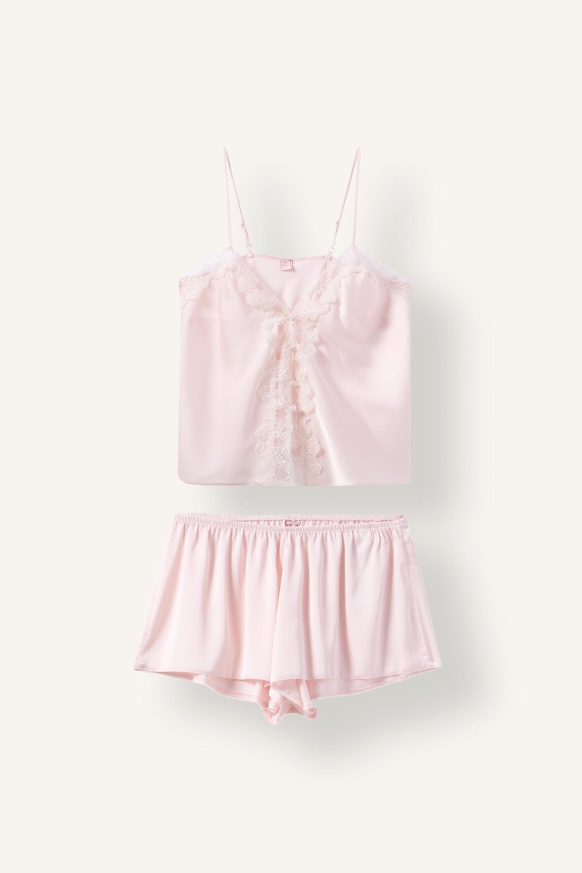WOMAN Light Pink Satin 2 piece Set