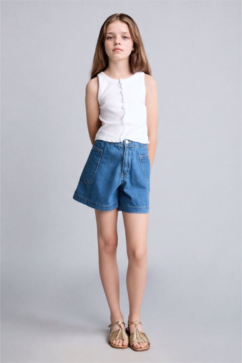 Young Girls - Teen Girls Blue Girl 100% Cotton Denim Shorts