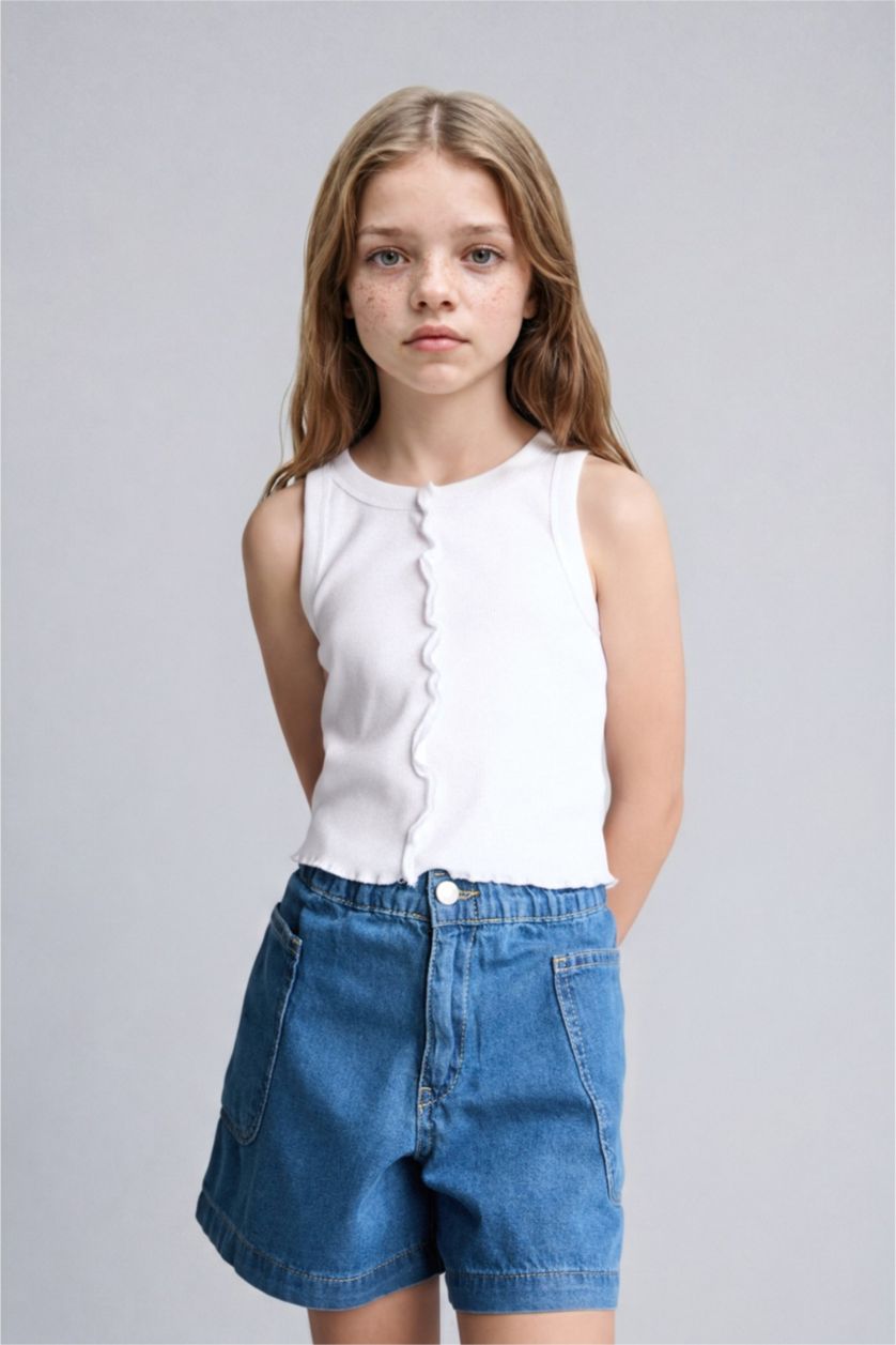 Young Girls - Teen Girls Blue Girl 100% Cotton Denim Shorts