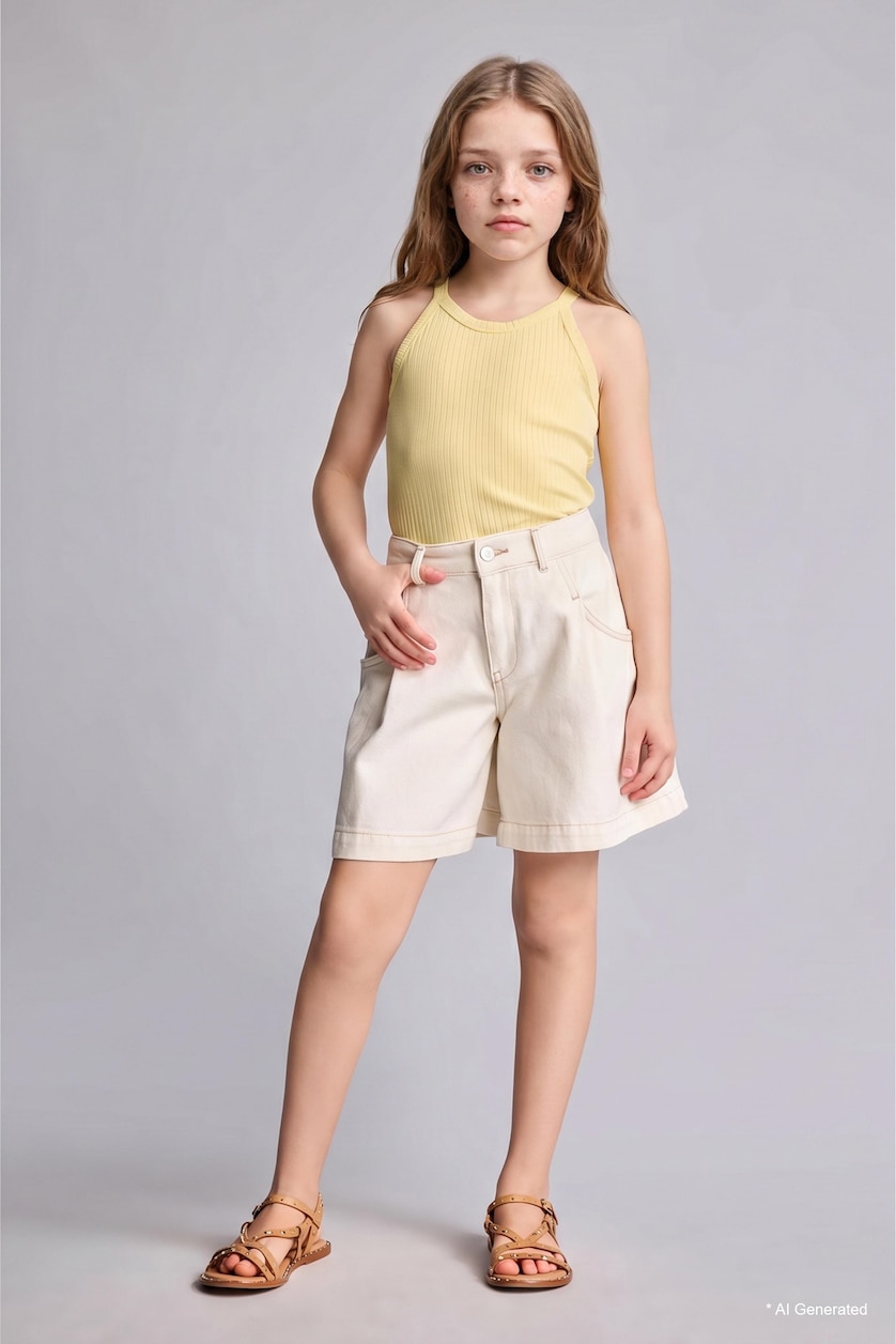 Girls & Teens Ecru Girl Denim Shorts