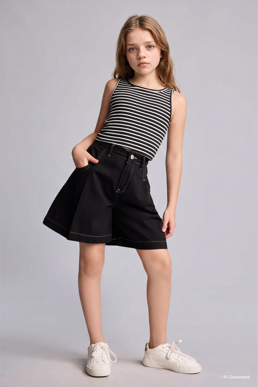 Girls & Teens Black Girl Denim Shorts