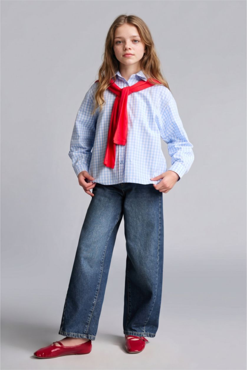 Young Girls - Teen Girls Light Blue Regular Fit Long Sleeve Shirt